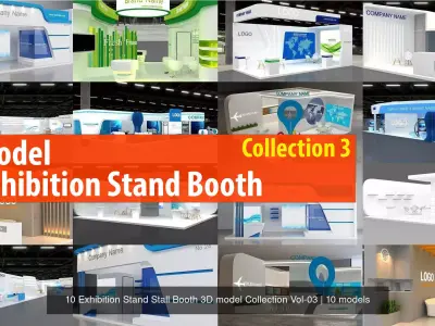 10 Exhibition Stand Stall Booth 3D model Collection Vol-03 3D Model Pack