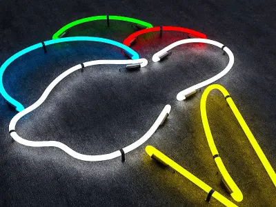 Ice Cream Neon Sign Low-poly 3D model