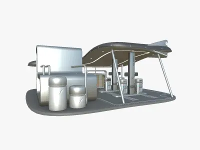 SciFi Gas Station A08 Metallic - Sci Fi Exterior Design Low-poly 3D model