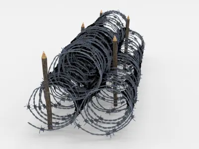 Low Poly Barb Wire Obstacle Low-poly 3D model