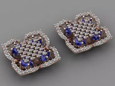 Rose Gold Diamond Women Earring 3D print Model 3D print model 24