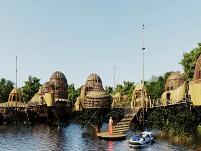 Futuristic Eco Mangrove Resort - Architecture FULLPACK 3D Scene Low-poly 3D model