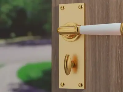 Lever External Wooden Door Lockset Free 3D model