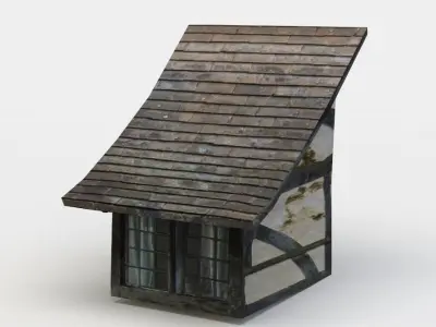 Dormer wooden house with roof Low-poly 3D model