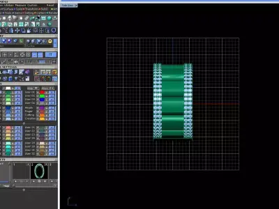 Wide Architectural Gold Ring with Double Stone Borders 3D print model