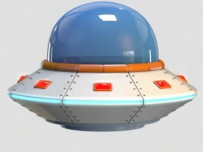 Low Poly Cartoon UFO Low-poly 3D model