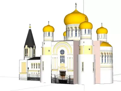 Architecture-Religion-God-Culture-Temple-024 church with two ... 3D model