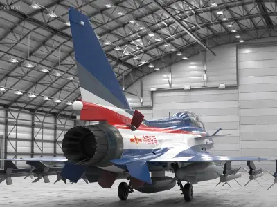  Modern Tandem Fighter Aircraft Chengdu J10 Rigged 