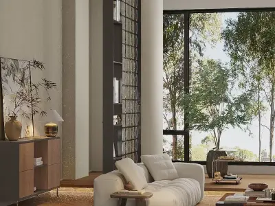 modern wabi-sabi style living room 3D model