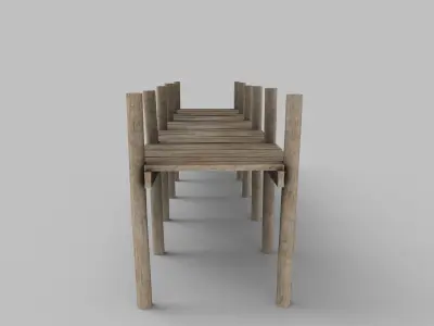 Wooden Pier Low Poly Game Ready Low-poly 3D model