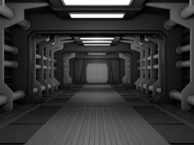 Sci Fi Corridor 3D model 33