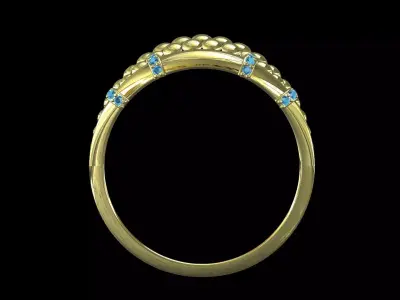 Beaded Dome Statement Ring 14K Gold 3D print model