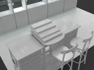 Concession stand kiosk shop 3D model