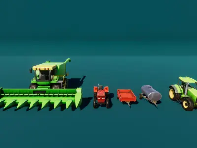 Farm Tools and Supplies Stylized Low-poly 3D model