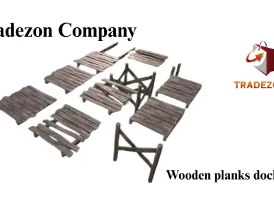 Wooden planks dock set 3D Model 3D model