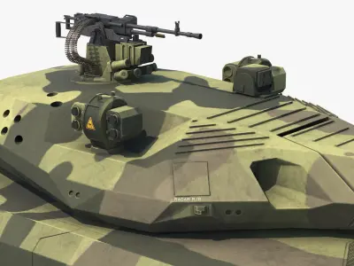Armored Stealth Tank with Dual Armament Camouflage Green 3D model
