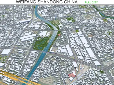 Weifang Shandong China 50km AI Low-poly 3D model