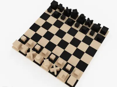 Chess game Bauhaus Schachfiguren Free 3D model