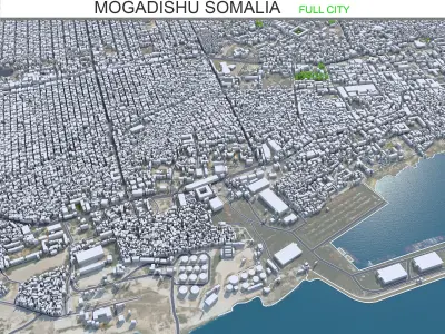 Mogadishu Somalia 35km Low-poly 3D model
