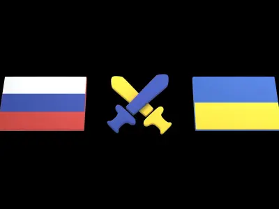 Russia VS Ukraine War Icon v1 001 Low-poly 3D model