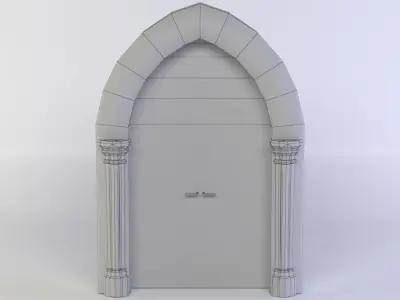 Door wooden gothic Low-poly 3D model