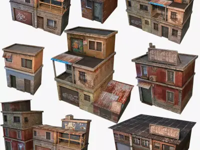 House Geto Construct Low Poly Low-poly 3D model