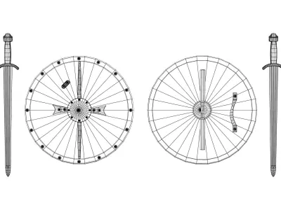 Lagertha Sword and Shield Low-poly 3D model