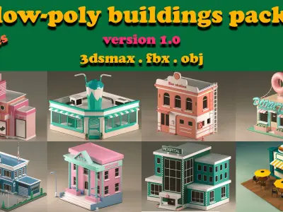 Low Poly City Pack Low-poly 3D model