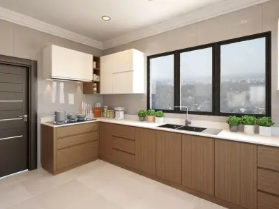 kitchen interior scene  Low-poly 3D model