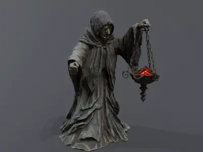 Old Statue 2 Low-poly 3D model