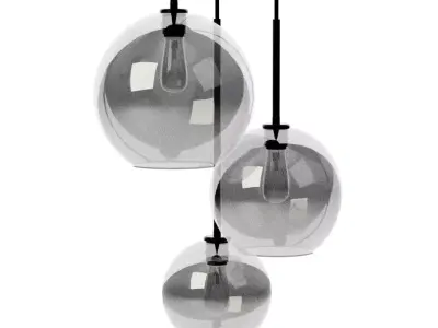 Sculptural Light Chandelier Dark Bronze Clear Glass Globe Mixed Low-poly 3D model