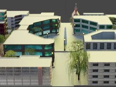 Small Town  Low-poly 3D model