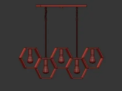 MODERN HEXAGON LINEAR CHANDELIER 3D model