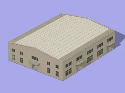 Generic industrial warehouse Low-poly 3D model