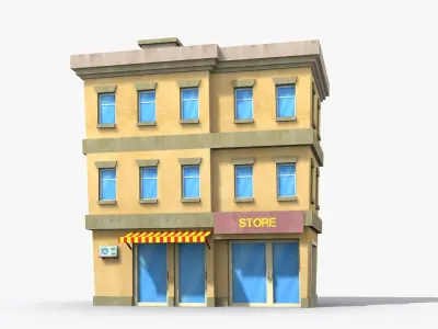 Cartoon Building x1 Low-poly 3D model