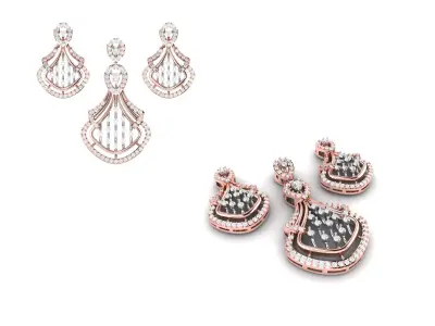 Rose Gold Diamond Pendants Collection 3D Print Model 3D Model Pack