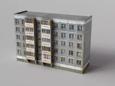Street wall building Low-poly 3D model Low-poly 3D model