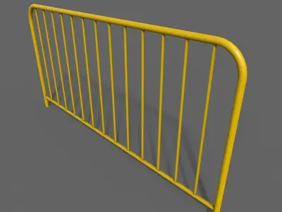PBR Pedestrian Guard Rail Yellow V1 Low-poly 3D model