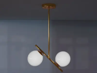 chandelier pendant light with two balls hanging from it 3D model