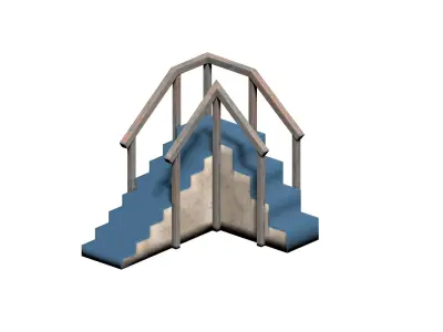Lowpoly modular corner stair Low-poly 3D model