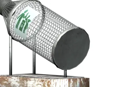 Bottle-shaped metal recycling dust bin Low-poly 3D model