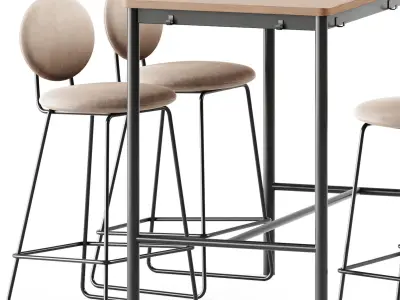 Tommaryd table by Ikea and Gemma Bar Chair by Baxter 3D model