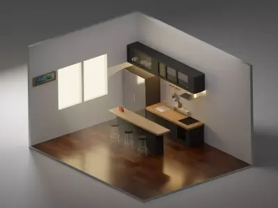 minimalism kitchen  3D model