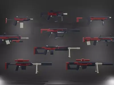 Low Poly SciFi Weapon Pack  9 Weapons 15K Tris HandPainted Low-poly 3D model