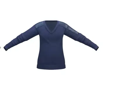 Military Sweater - Male Blue Crew V Neck Combat Jumper Low-poly 3D model