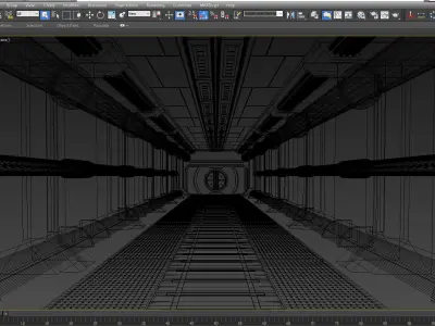 SCI FI INTERIOR SCENE SPACE SHIP CORRIDOR Low-poly 3D model