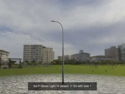 Sci-Fi Street Light 14 with pole 1 3D Model Pack