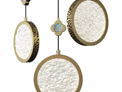 LUARA E pendant light with circular glass shade Low-poly 3D model