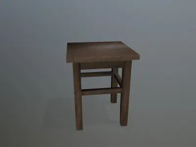 Footstool wooden table Low-poly 3D model