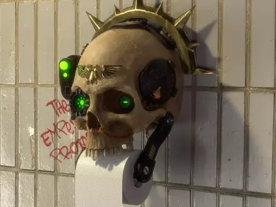 Sci-fi Skull toilet paper holder 3D model
